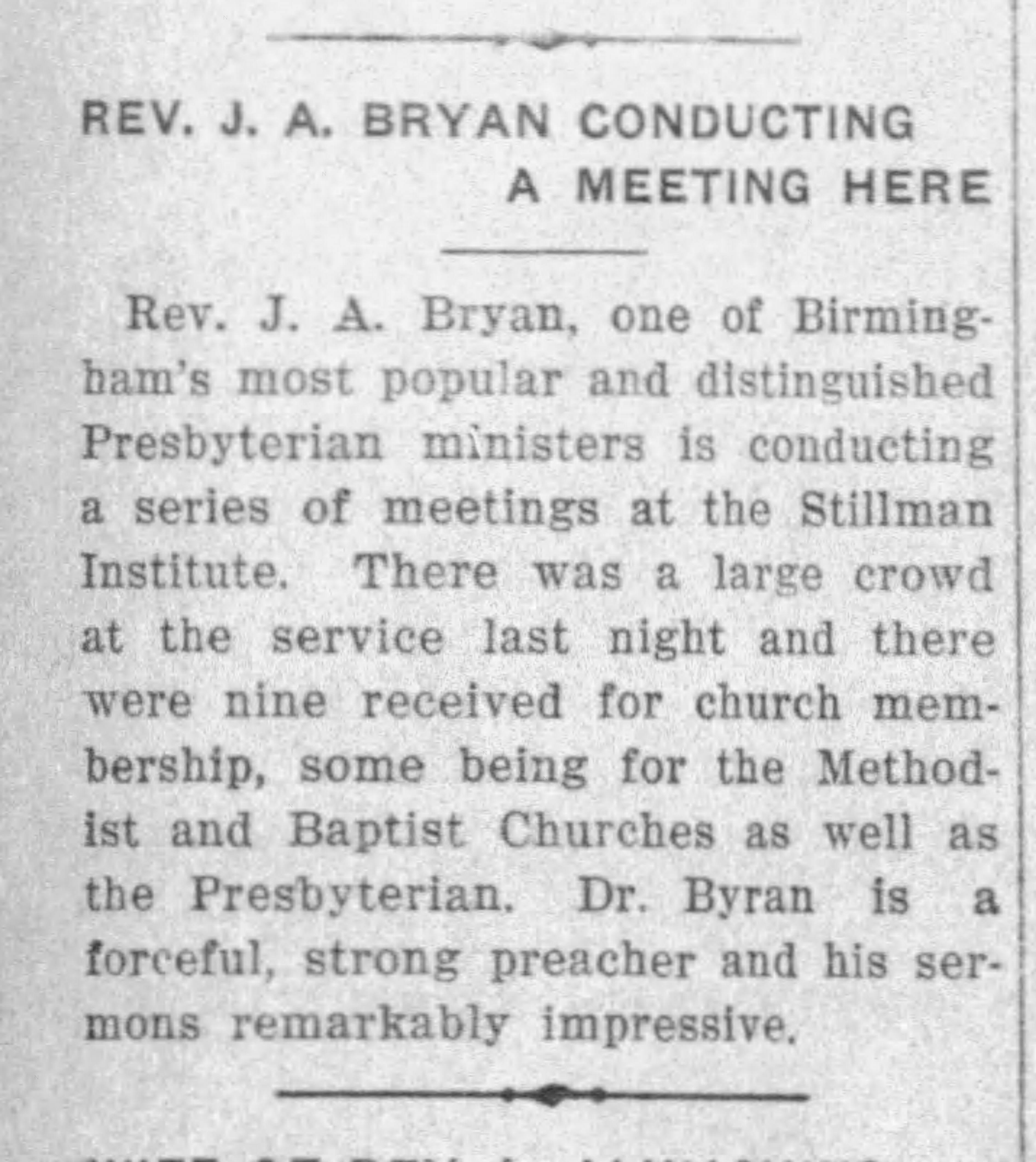 Dr. J.A. Bryan Conducting A Meeting Here